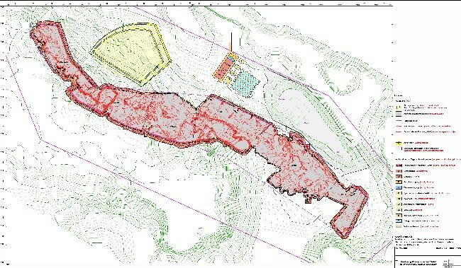 Ölsandlagerstätte in der Region Mangistau, Kasachstan, mit geologischen Strukturen und Landschaftsansicht.