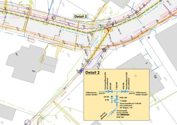 Bauarbeiten an Versorgungsleitungen in der Offermannsheider Straße, Biesfeld.