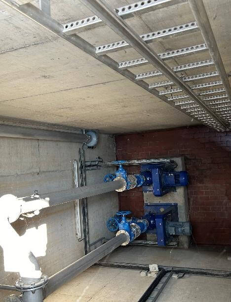 Abwasserpumpwerk in Bad Münstereifel während der Reparatur- und Erneuerungsarbeiten.